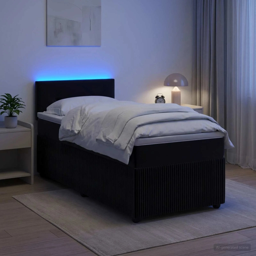 Letto box spring con materasso Nero 80 x 200 cm Velluto 3453031
