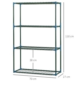 Set 2 scaffali portapiante ULEVR 70x27x110 cm a 4 ripiani in acciaio verde per balcone e giardino