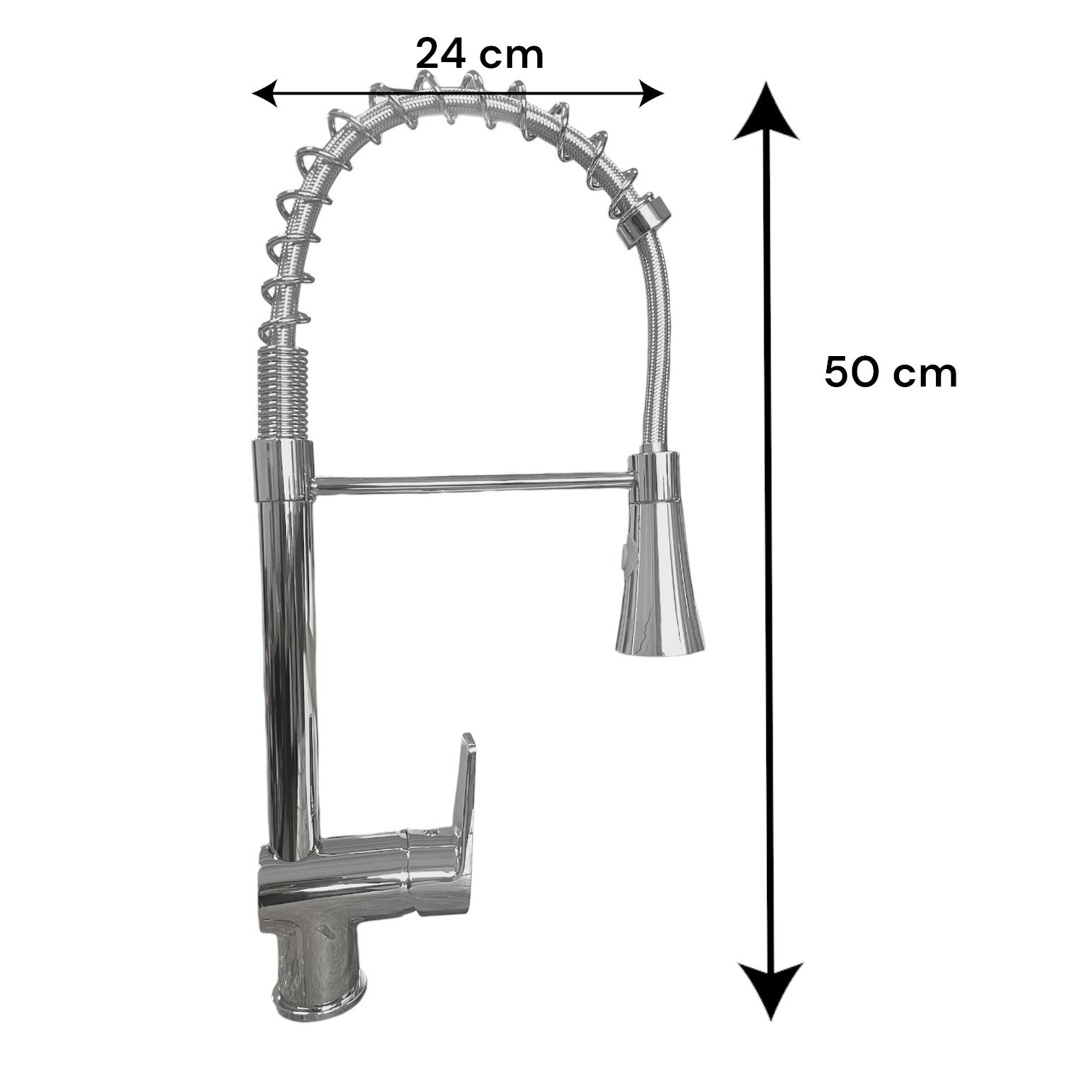 Rubinetto miscelatore estrabile con molla e doccetta multigetto