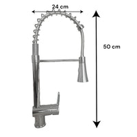 Rubinetto miscelatore estrabile con molla e doccetta multigetto