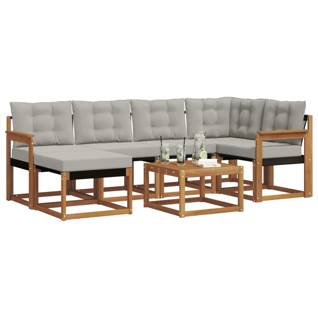 Set di divani da esterno 7 pcs Grigio Naturale e Chiaro 3368850