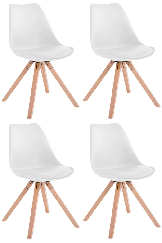 Set di 4 sedie Toulouse in similpelle Square bianco,natura