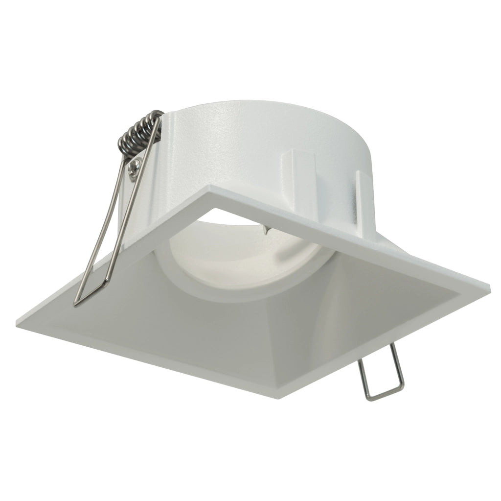Porta faretto quadrato bianco orientabile foro incasso soffitto cartongesso 80mm luce GU10 GU5.3