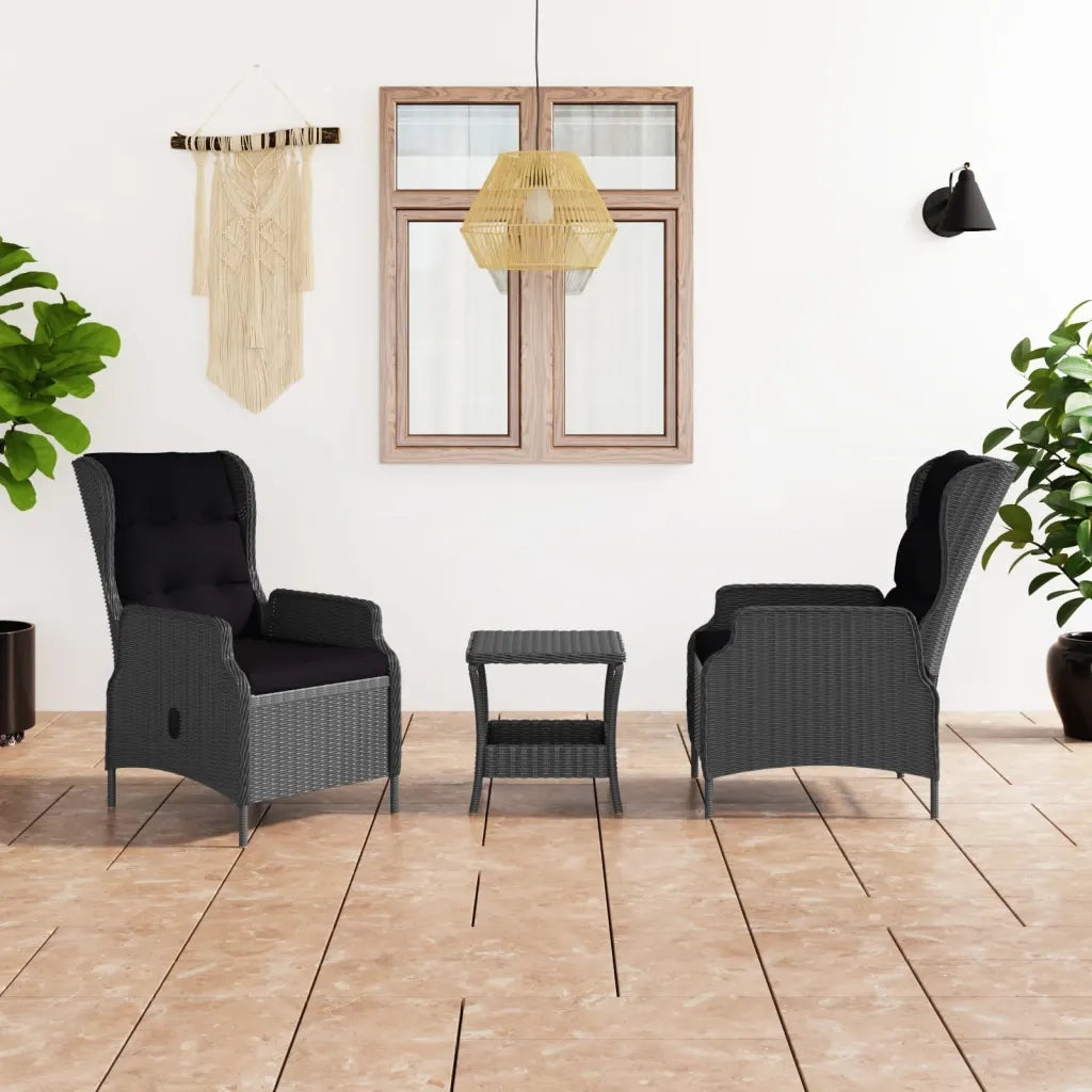 Set Divani da Giardino 3 pz con Cuscini Polyrattan Grigio Scuro cod mxl 51586
