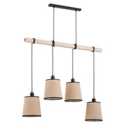 Lampada sospesa rustica trave legno beige 4xE27 Alfa