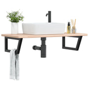 vidaXL Ripiano a Parete per Lavabo in Acciaio e Massello di Rovere