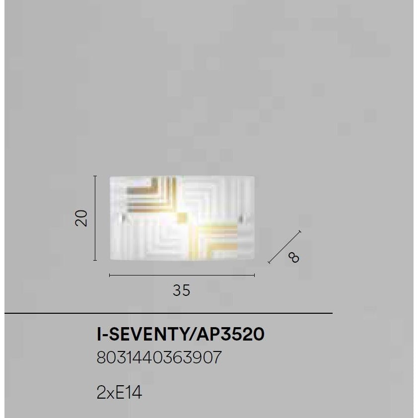 APPLIQUE SEVENTY 2XE14 35X8XH20CM BIANCA/ORO.