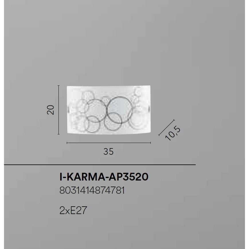 APPLIQUE KARMA 2XE27 35X10,5XH20CM BIANCA/NERA