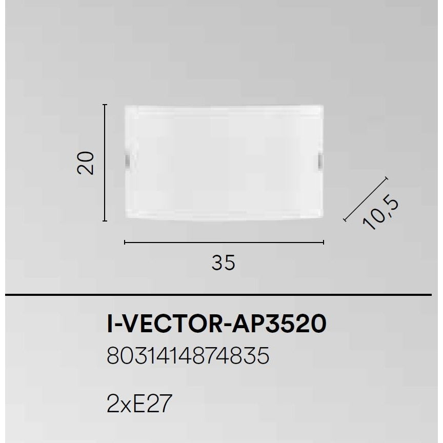 APPLIQUE VECTOR 2XE27 35X10,5XH20CM BIANCA/GRIGIA.