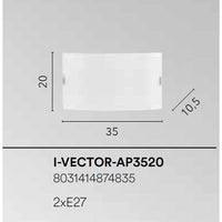 APPLIQUE VECTOR 2XE27 35X10,5XH20CM BIANCA/GRIGIA.