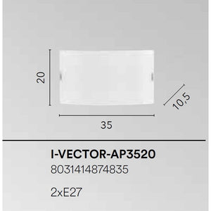 APPLIQUE VECTOR 2XE27 35X10,5XH20CM BIANCA/GRIGIA.