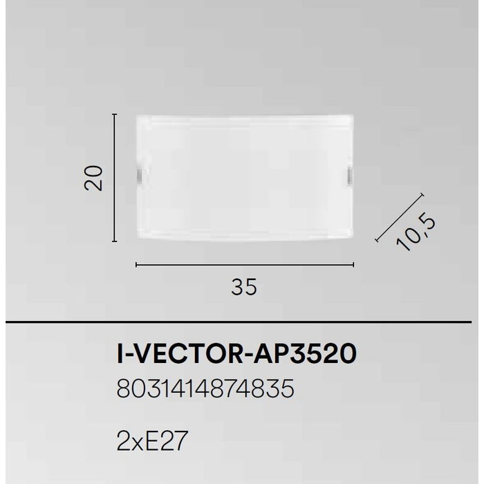 APPLIQUE VECTOR 2XE27 35X10,5XH20CM BIANCA/GRIGIA.