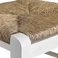 Coppia di sgabelli da bar alti 80 cm in legno bianco con manico seduta in paglia