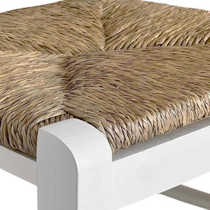 Coppia di sgabelli da bar alti 80 cm in legno bianco con manico seduta in paglia