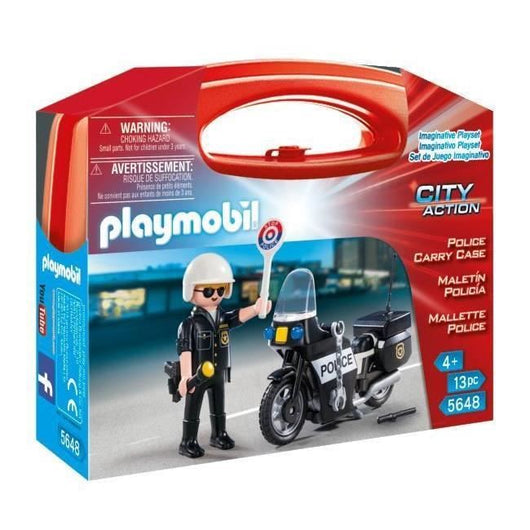 PLAYMOBIL - Valigia del motociclista della polizia - Bambino - 13 pezzi - Da 4 anni