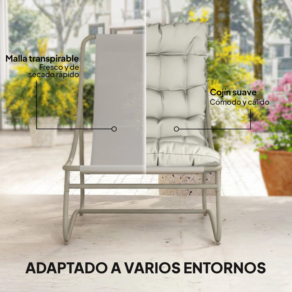 Set Giardino 3 Pezzi con 2 Sedie Lounge, Tavolino e Cuscini per Esterno ¨C zephmum ¨C Grigio Chiaro