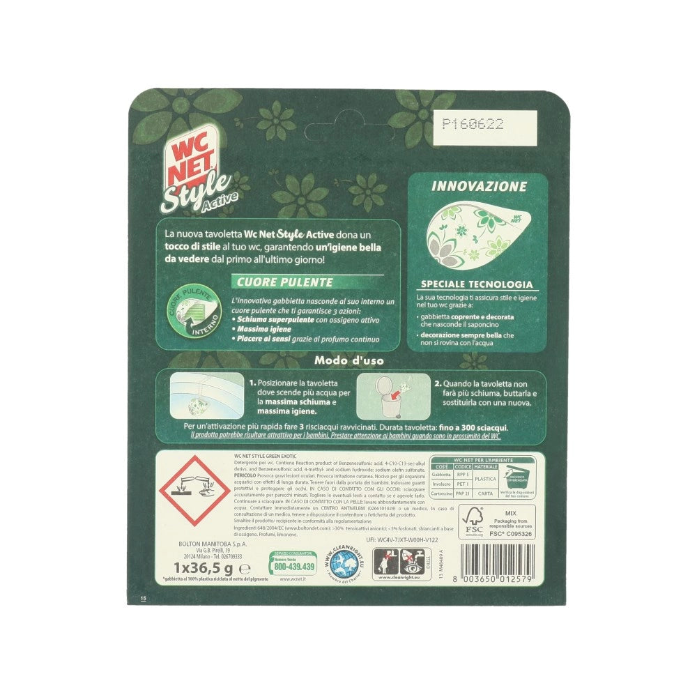 WC NET SET 12 PZ STYLE ACTIVE TAVOLETTA GREEN EXOTIC AD AZIONE COMPLETA