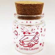 Trade Shop - Bomboniera Ampolla Laurea 5x5cm Vetro Tappo Sughero Cappello Rosso Portaconfetti -