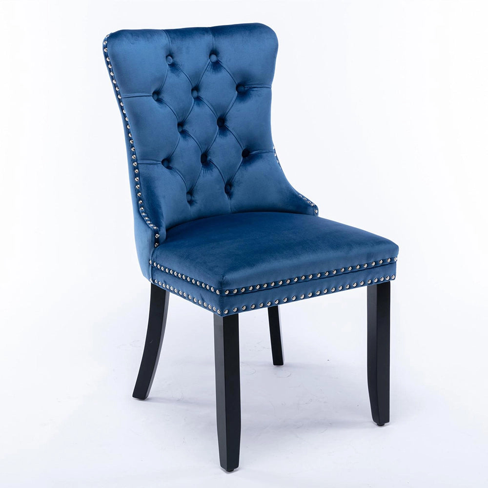 Set 2 sedie Nikki - Xylo - velluto blu gambe legno