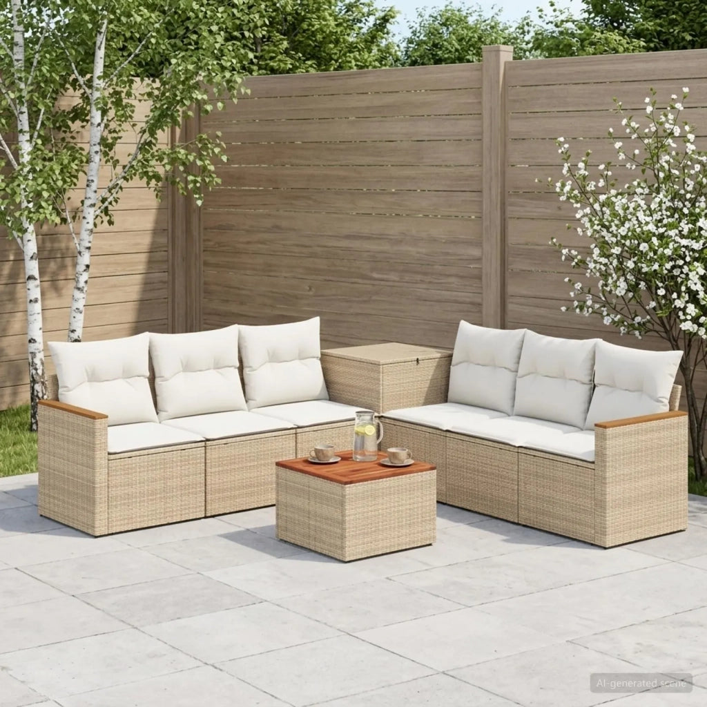 Set di divani 8 pz Beige e Bianco Crema 3448554