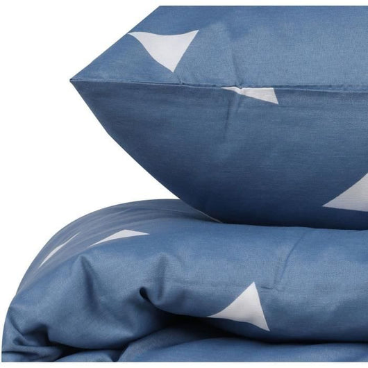 Completo letto - 1 copripiumino 220 x 240 cm + 2 federe 60 x 60 cm - 65% cotone, 35% poliestere - Blu