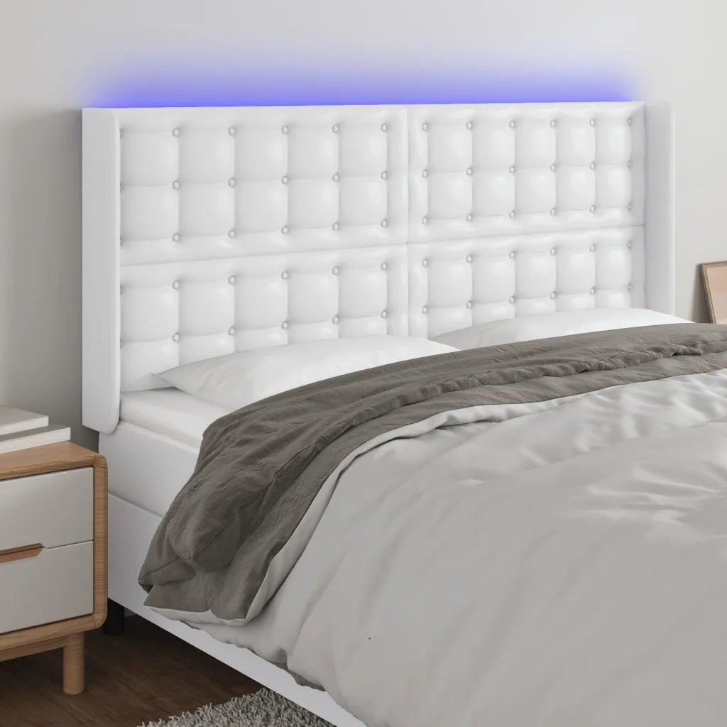 Testiera | Testata ad Orecchio Bianco 183x16x118/128 cm in Similpelle