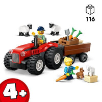 LEGO City 60461 Trattore agricolo rosso con rimorchio e pecora - Gioco per bambini dai 4 anni