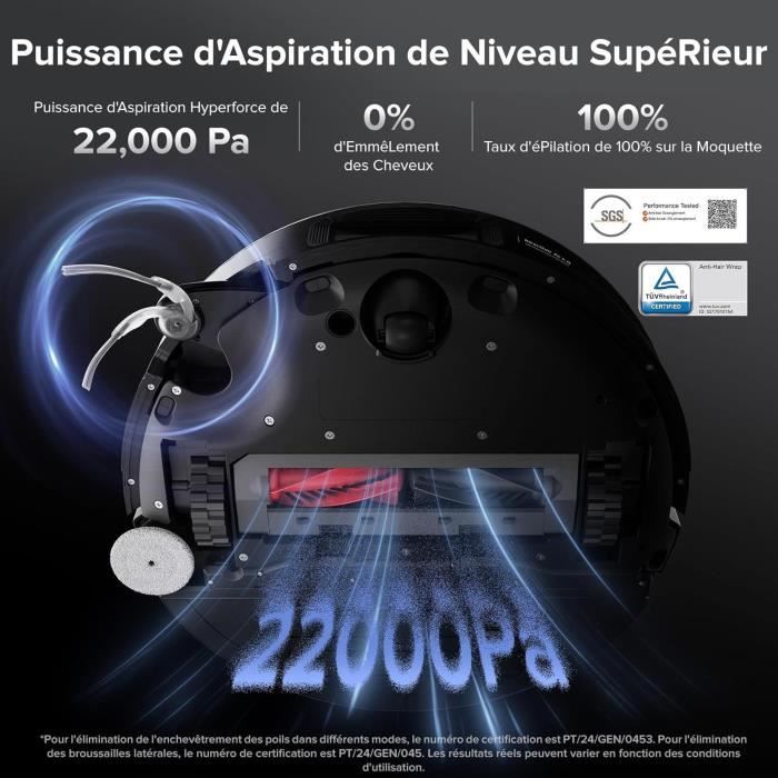 ROBOROCK Saros 10 Nero - Robot aspirapolvere - 22.000 Pa - DuoDivide Anti-groviglio - Design ultrasottile - Spazzola FlexiArm