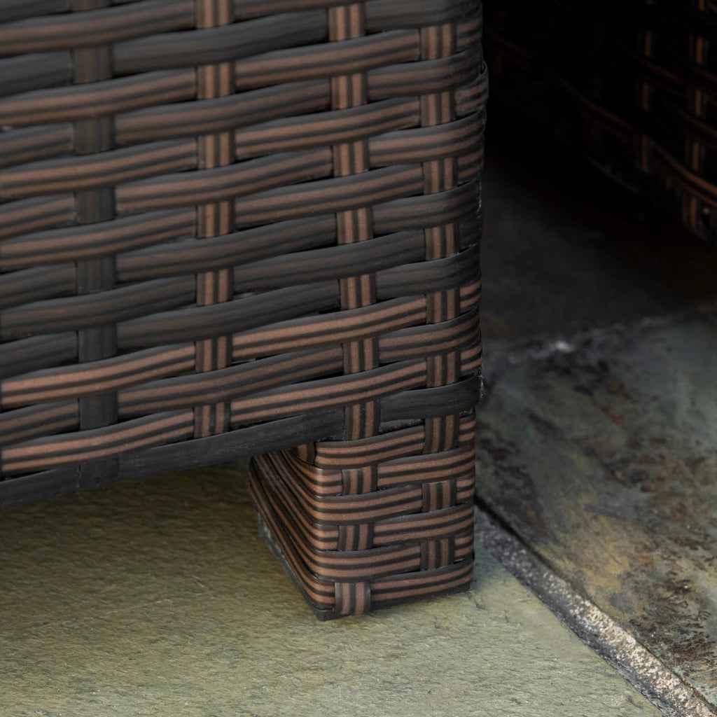 Tavolino da giardino con piano in vetro temperato ¨C zephmum ¨C marrone, polyrattan, 85x50x39 cm