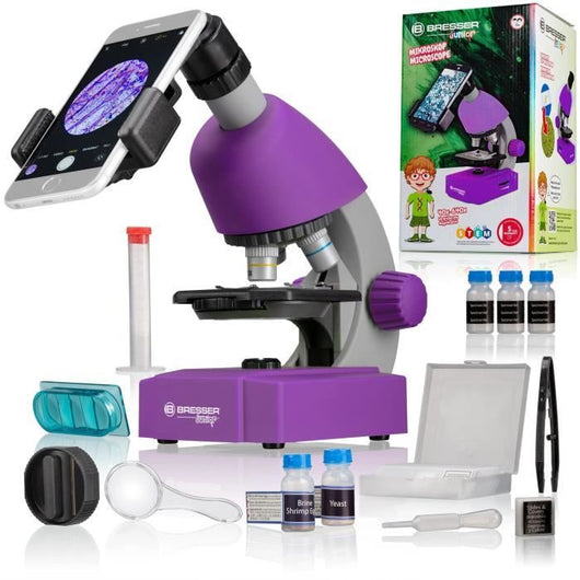 Microscopio 40x-640x - BRESSER JUNIOR - Illuminazione a LED - kit di sperimentazione - viola
