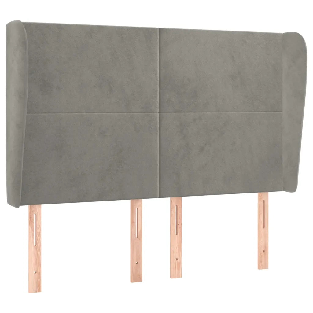 Testiera | Testata ad Orecchio Grigio Chiaro 147x23x118/128 cm in Velluto