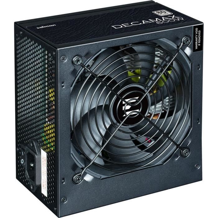 Alimentatore per PC - ZALMAN - DecaMax 600W - 80+ - Non modulare - Ventola da 120 mm - Nero