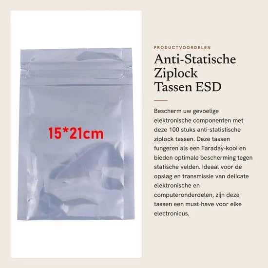 Tasche Anti-Statiche Ziplock - Protezione ESD per Elettronica - 5 Dimensioni - 100 Pezzi - Borse di Sicurezza per Apparecchi Elettronici -...