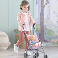 Accessorio bebè - COROLLE - Passeggino in canna rosa per bambino da 30, 36 e 42 cm - Dai 3 anni in su
