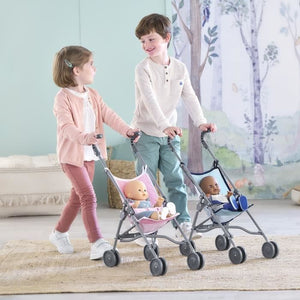 Accessorio bebè - COROLLE - Passeggino in canna rosa per bambino da 30, 36 e 42 cm - Dai 3 anni in su