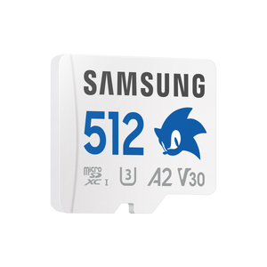 Samsung Sonic PRO Plus è una scheda MicroSDXC da 512GB con velocità di lettura fino a 180 MB/s e scrittura fino a 130 MB/s. Offre prestazioni U3 V30 A2 ideali per video 4K e applicazioni esigenti.