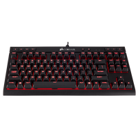 La tastiera CORSAIR K63 e' priva di tastierino numerico e presenta switch meccanici CHERRY MX Red per il massimo delle prestazioni. La retroilluminazione brillante a LED rossi per ciascun tasto consente una regolazione dell'illuminazione.