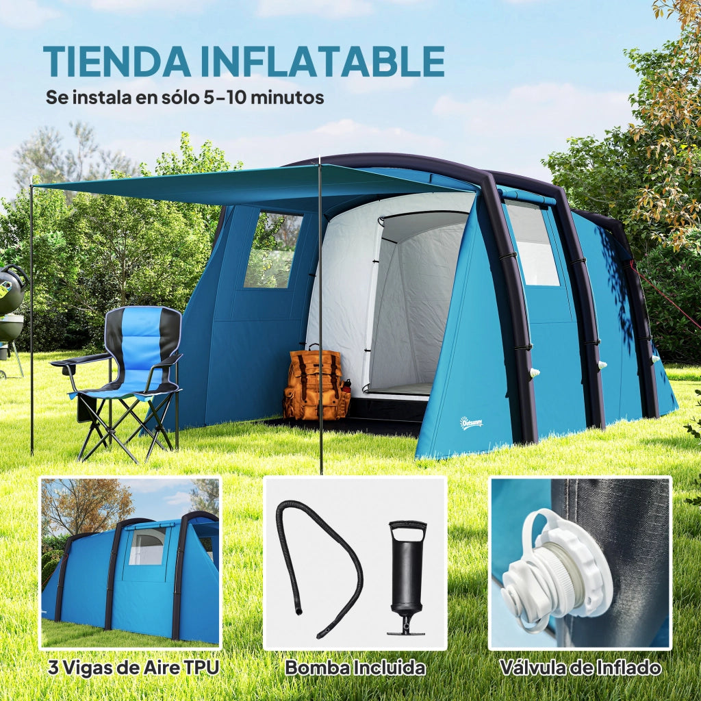 Tenda da Campeggio Inflabile ¨C zephmum ¨C Blu, per 3-6 Persone, con Vestibolo