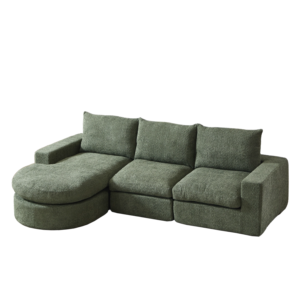 Divano Modulare Angolare con Chaise Longue ¨C MINIMAL ¨C Tessuto Chenille