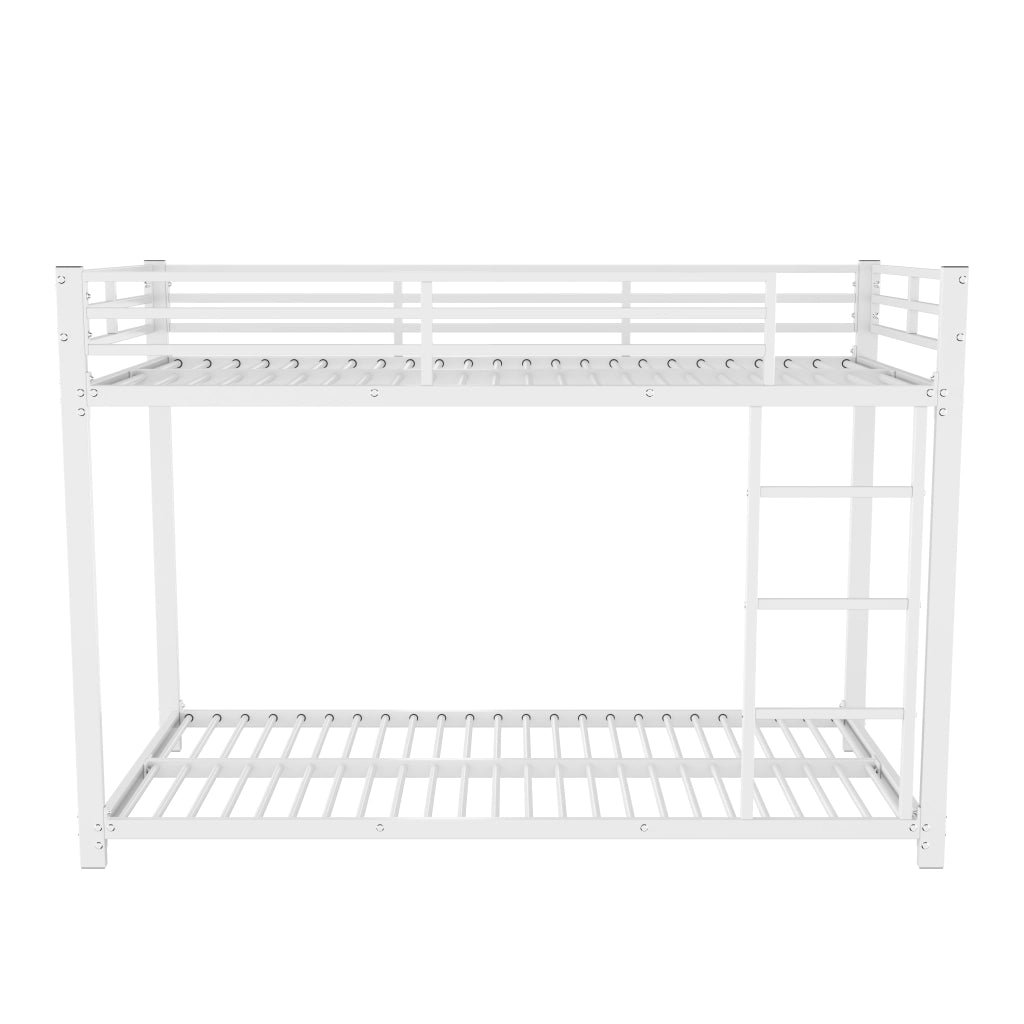 Letto a Castello 90 × 200 cm; Letto Singolo con Sponde di Sicurezza; Struttura in Metallo; senza Materasso; Bianco