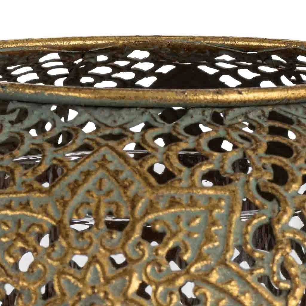 Portacandele in metallo dorato 20,5x20,5x16h cm