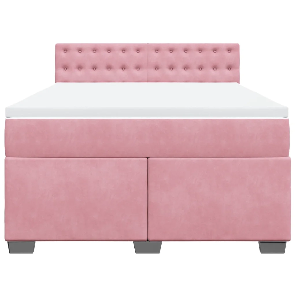 Giroletto a Molle con Materasso Rosa 160x200 cm in Velluto