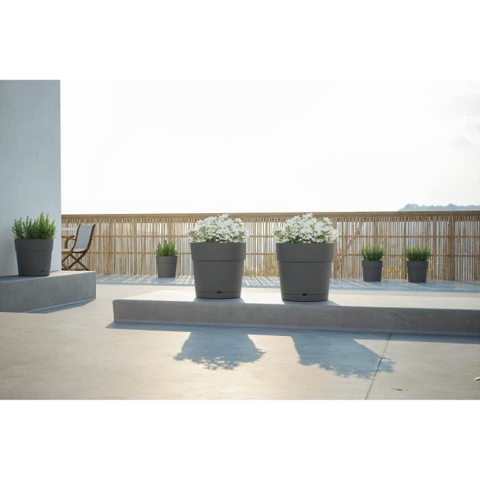 Portavaso rotondo per fiori e piante CAPRI LARGE - Plastica - Serbatoio acqua - diametro 50 cm - Bianco - ARTEVASI