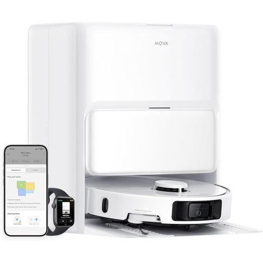 MOVA P50 Ultra - Robot aspirapolvere con stazione di ricarica - 19.000 Pa - Pulizia dagli angoli ai bordi