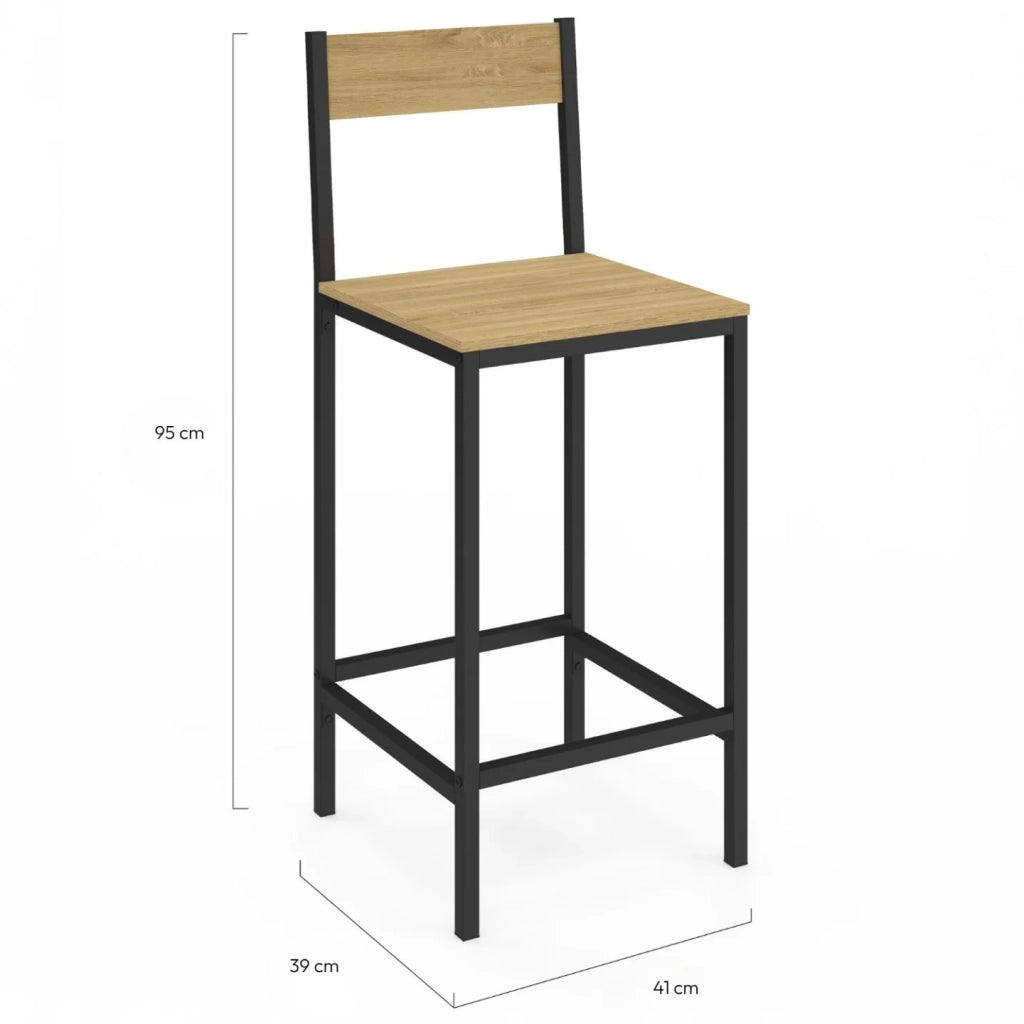 IDMarket - Lote de 2 taburetes de bar DETROIT con respaldo silla de cocina de diseño industrial