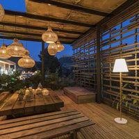 Lampada da tavolo solare e ricaricabile - LUMISKY - STANDY MINI WOOD SOLAR - H25 cm - LED bianco caldo e bianco dimmerabile