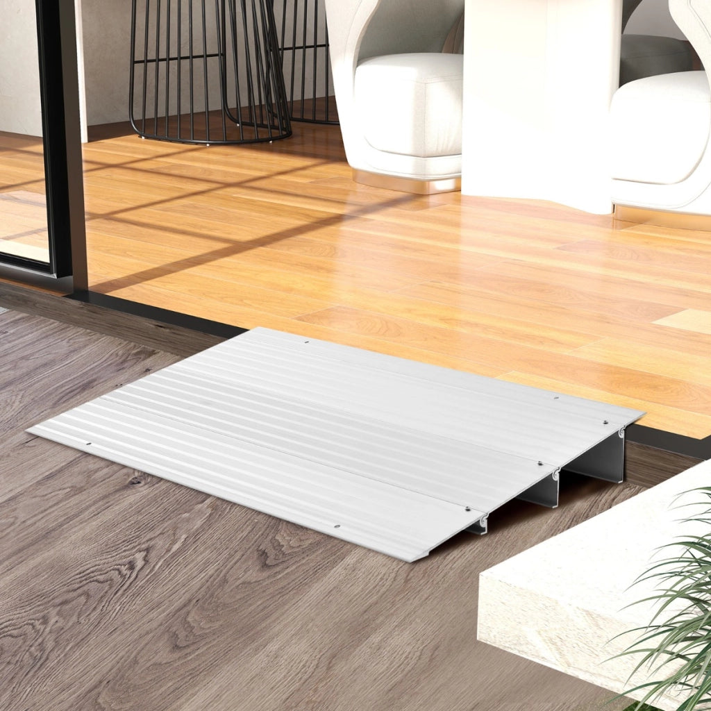 Rampa per soglia porta in alluminio con altezza regolabile, Rampa d'accesso antiscivolo portata 317kg 86,5x41,5x8,5cm-Salute e bellezza