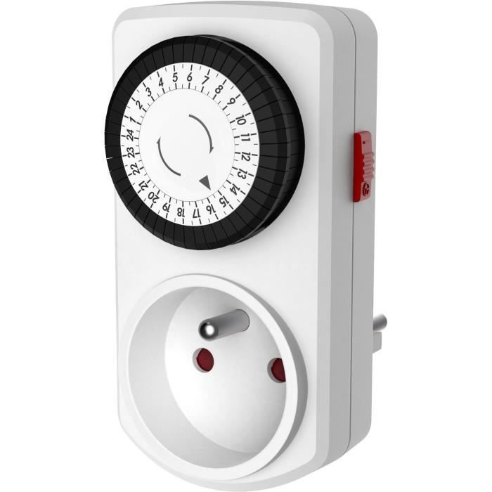 Mini programmatore meccanico giornaliero - GAO - 3680 W - 48 programmi - Bianco