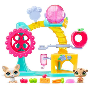 BANDAI - Littlest Pet Shop - Cofanetto Fun Factory - Playset con 2 animali, decorazioni e accessori - BF00519