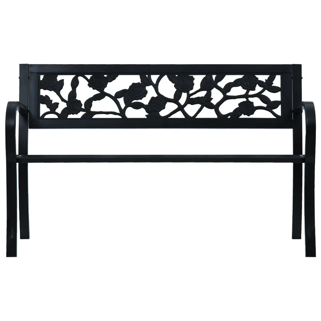 Panchina da Giardino 125 cm Nera in Acciaio 47942